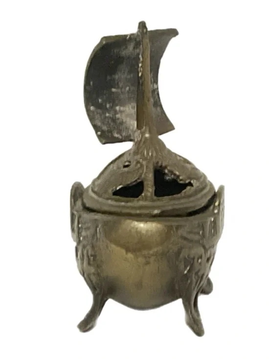 Japanese Bronze Incense Burner - Sailing Ship - Vintage - Picture 3 of 8